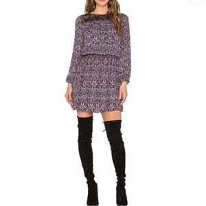 Joie Woman's Amedeo Silk Long Sleeve Lace Mini Dress In Charcoal & Caviar Sz M